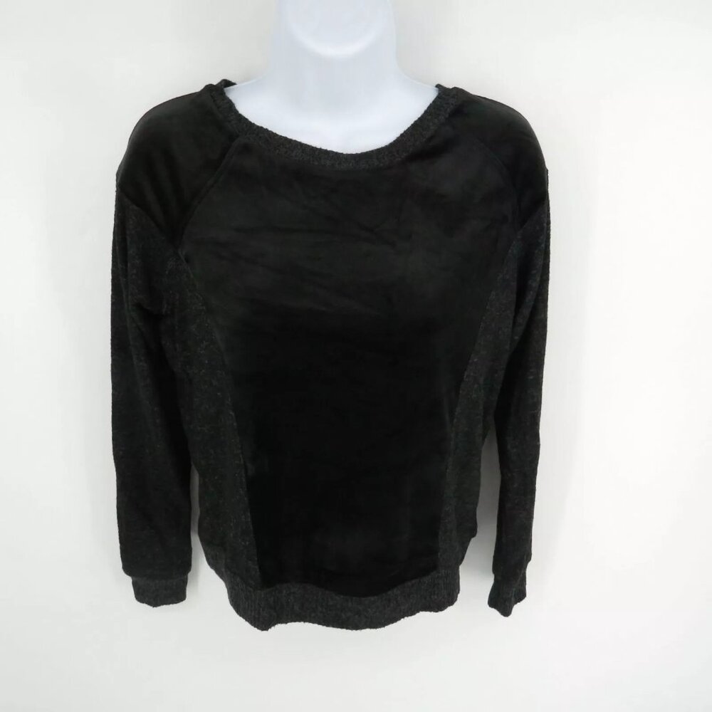 Hippie Rose Juniors Black Velvet Raglan Sweatshirt XS NWT $34